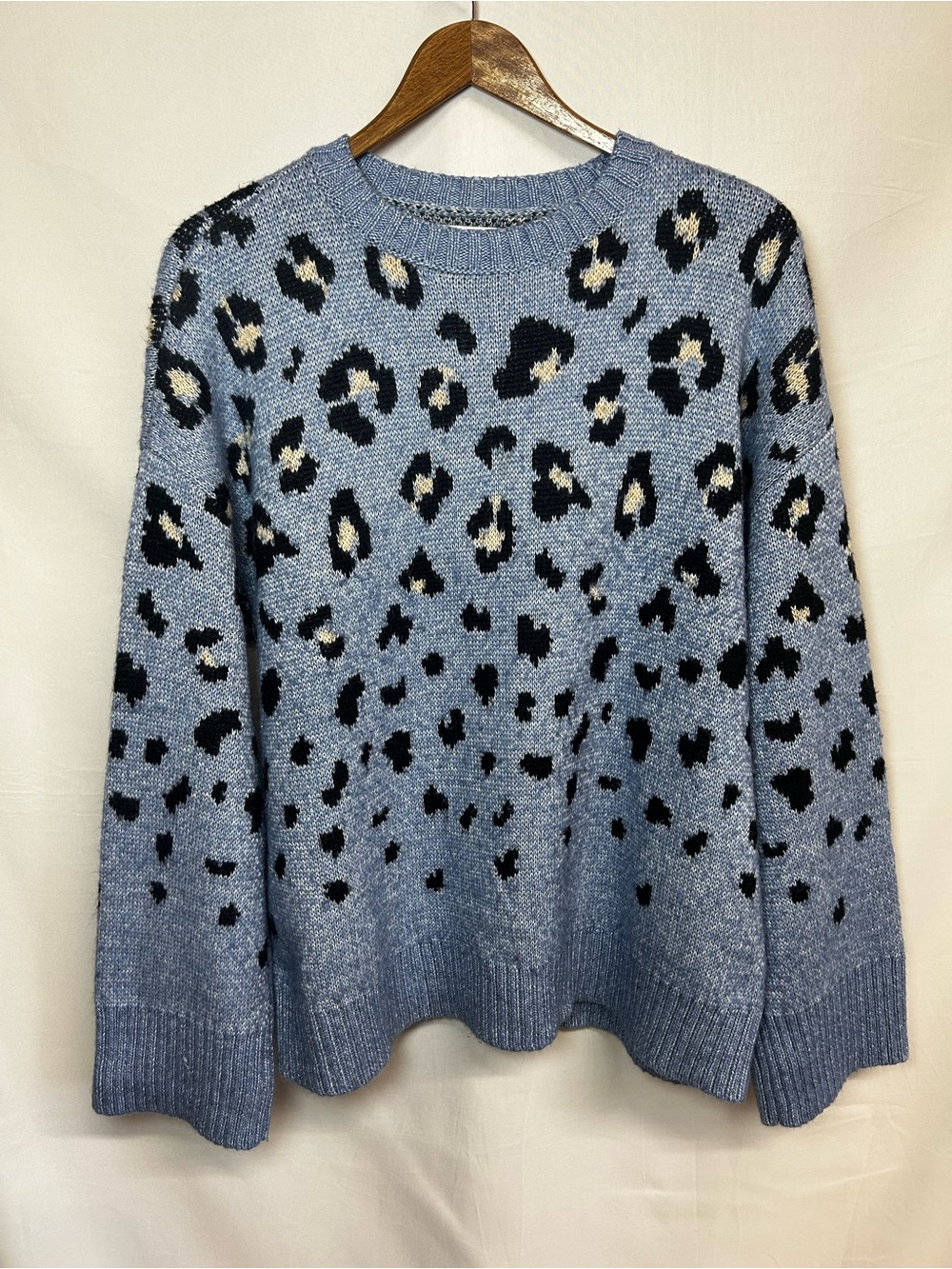 Nine West Women's Blue Leopard Print Sweater